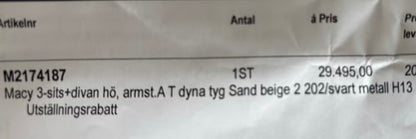 Macy SANDBEIGE 3-sits soffa med divan höger
