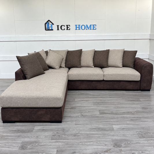 Cuba BEIGE/BRUN 3-sits soffa med divan höger