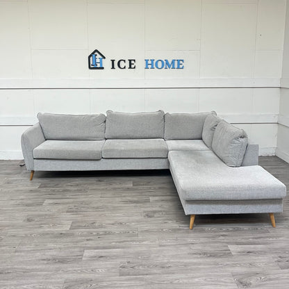*ljusgrå* 2,5-sits soffa med divan höger