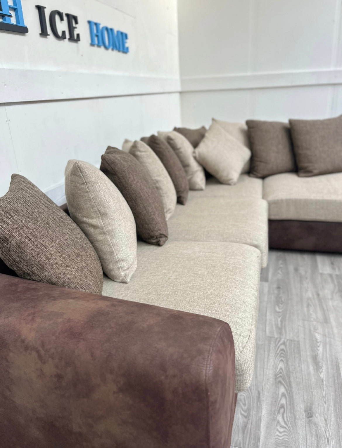 Cuba BEIGE/BRUN 3-sits soffa med divan höger