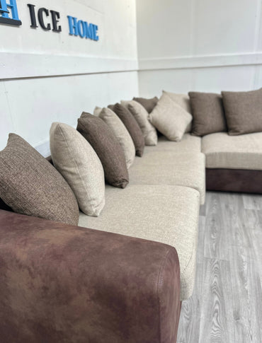 Cuba BEIGE/BRUN 3-sits soffa med divan höger