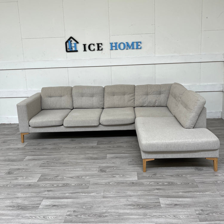 BEIGE 3-sits soffa med divan höger